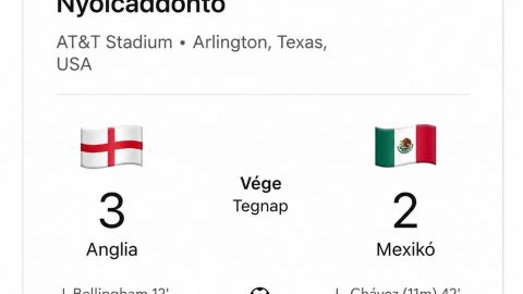 VB 2026: Tíz emberrel is továbbjutott Anglia, Mexikó búcsúzott