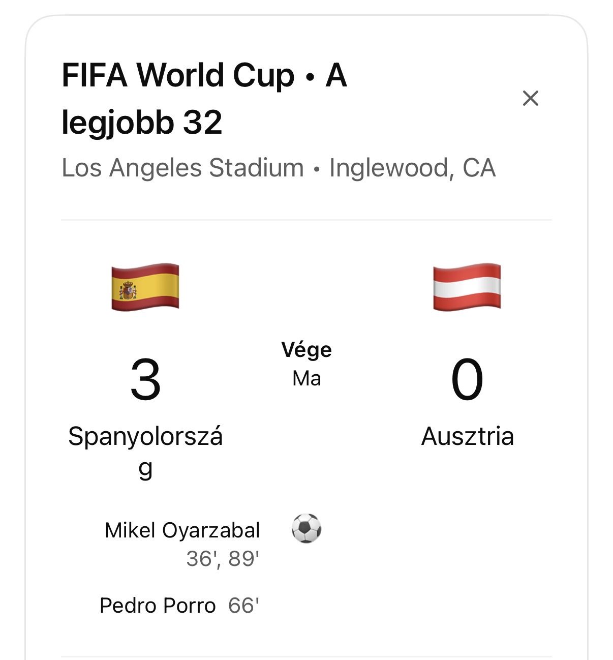 Magabiztos spanyol siker – Ausztria búcsúzott a világbajnokságtól