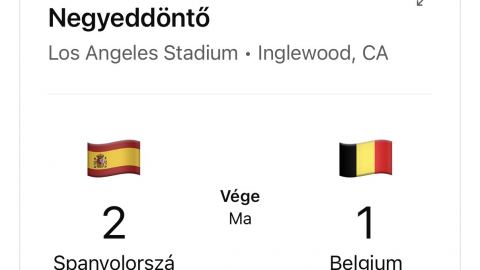 Spanyolország elődöntős – Belgium nagy csatában búcsúzott